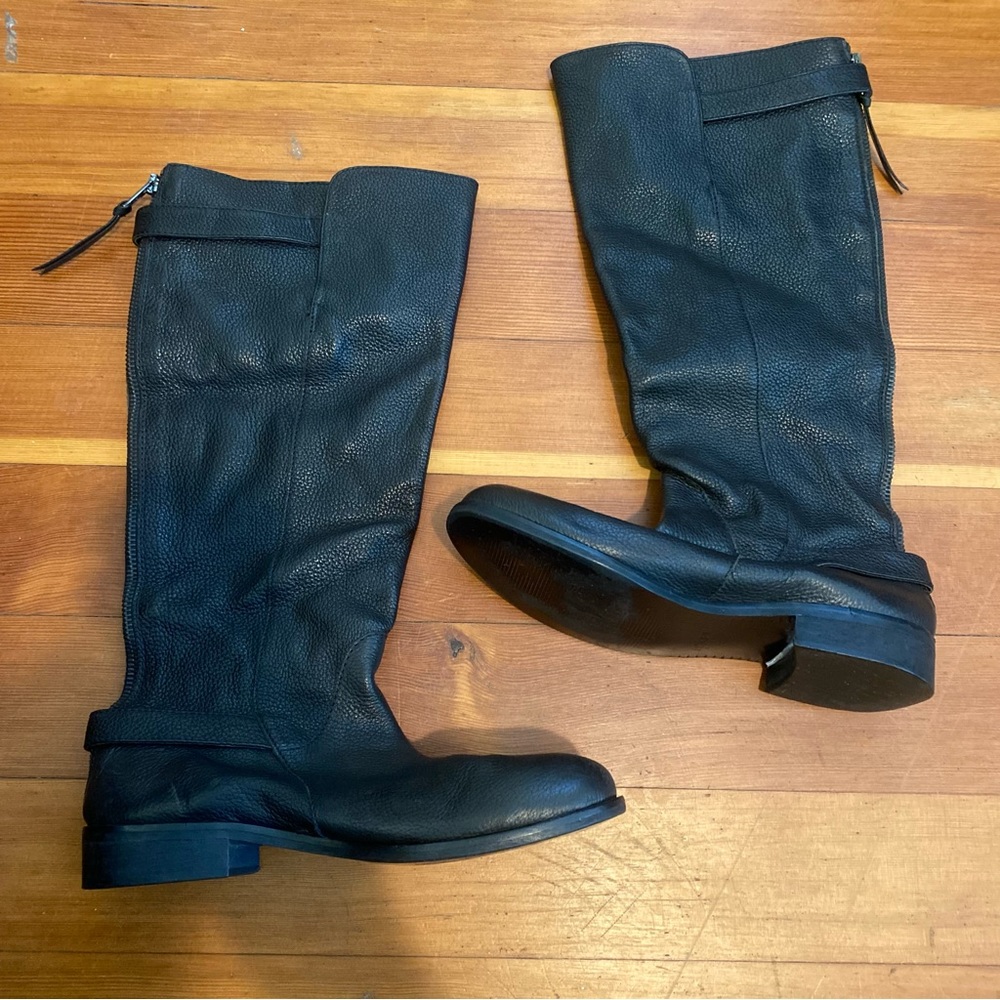 J.Crew Black Leather Buckles Tall Riding Boots Size 7